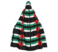 UVBDF Palestine Flag Polyester Hooded Cloak For Adult, Cosplay Wizard Witch Cape For Halloween, St. Patrick'S Day