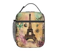 UVBDF Paris Eiffel Tower Print Thermal Lunch Tote, Portable Cooler Bag, Insulated Lunch Bag for Hot Cold Food Keep