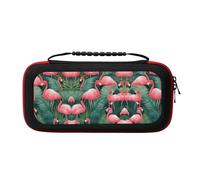 UVBDF Pink Flamingo Succulent Plants Carrying Storage Case for Switch,Large Switch Cases,with 20 Game Cards for Switch Controller