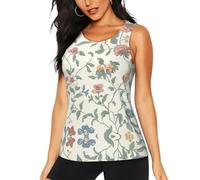 UVBDF Pink Flowers Leaves Printing Racerback Workout Tank Tops for Women Sleeveless Camisole Gym Athletic Yoga Shirts