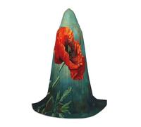 UVBDF Poppy Flower Renaissance Fair Outfit Hooded Cape For Teens Gothic Medieval Cosplay Costume Stage Theater