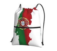 UVBDF Portuguese Flag Map Print Lightweight Backpack with Drawstring Zipper, Adjustable Compartment for Beach Walking Tour