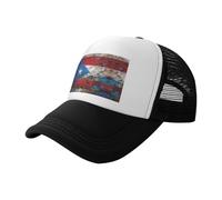 UVBDF Puerto rico Wallpaper Flag Printed Sun Hats, Classic Mesh Back Trucker Hats, Adjustable Baseball Caps for Daily Commute Black