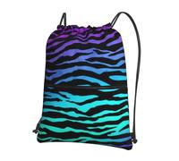 UVBDF Purple Blue Green Camouflage Zebra Stripes Print Lightweight Backpack with Drawstring Zipper, Adjustable Compartment for Beach Walking Tour