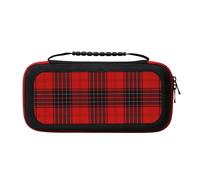 UVBDF Red and Black Plaid Carrying Storage Case for Switch,Large Switch Cases,with 20 Game Cards for Switch Controller