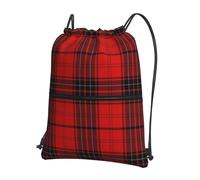 UVBDF Red and black plaid Print Lightweight Backpack with Drawstring Zipper, Adjustable Compartment for Beach Walking Tour