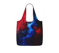 UVBDF Red Blue Galaxy Print Grocery Tote Reusable Packable Bag 25l Polyester Washable Travel Holiday Carryall