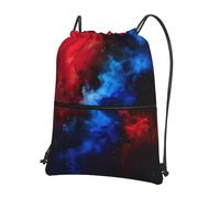 UVBDF Red blue galaxy Print Lightweight Backpack with Drawstring Zipper, Adjustable Compartment for Beach Walking Tour