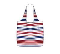 UVBDF Red Blue White Stripes Print Grocery Tote Reusable Packable Bag 25l Polyester Washable Travel Holiday Carryall