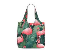 UVBDF Red Flamingo Succulent Plants Print Grocery Tote Reusable Packable Bag 25l Polyester Washable Travel Holiday Carryall