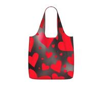 UVBDF Red Hearts Firework Print Grocery Tote Reusable Packable Bag 25l Polyester Washable Travel Holiday Carryall