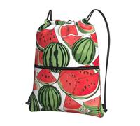 UVBDF Red Watermelon Print Lightweight Backpack with Drawstring Zipper, Adjustable Compartment for Beach Walking Tour