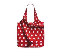 UVBDF Red White Polka Dot Print Grocery Tote Reusable Packable Bag 25l Polyester Washable Travel Holiday Carryall