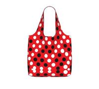 UVBDF Red White Polka Dot Print Grocery Tote Reusable Packable Bag 25l Polyester Washable Travel Holiday Carryall