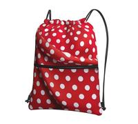 UVBDF red white polka dot Print Lightweight Backpack with Drawstring Zipper, Adjustable Compartment for Beach Walking Tour