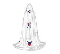 UVBDF Republic Of Korea Flag Map Renaissance Fair Outfit Hooded Cape For Teens Gothic Medieval Cosplay Costume Stage Theater
