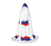 UVBDF Russian Flag Map Renaissance Fair Outfit Hooded Cape For Teens Gothic Medieval Cosplay Costume Stage Theater