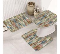 UVBDF Rustic Abstract Bohemian Printing 3 Piece Rugs Set, Non Slip Flannel Rug Set For Master Bathroom, 31.5x20in Absorbent Mats
