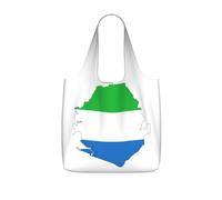UVBDF Sierra Leone Flag Map Print Grocery Tote Reusable Packable Bag 25l Polyester Washable Travel Holiday Carryall