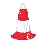 UVBDF Singapore Flag Renaissance Fair Outfit Hooded Cape For Teens Gothic Medieval Cosplay Costume Stage Theater
