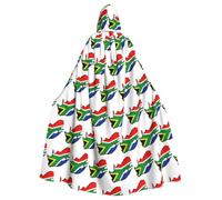 UVBDF South African Flag Map Polyester Hooded Cloak For Adult, Cosplay Wizard Witch Cape For Halloween, St. Patrick'S Day