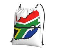 UVBDF South African Flag Map Print Lightweight Backpack with Drawstring Zipper, Adjustable Compartment for Beach Walking Tour