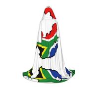 UVBDF South African Flag Map Renaissance Fair Outfit Hooded Cape For Teens Gothic Medieval Cosplay Costume Stage Theater
