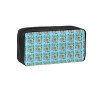 UVBDF South America Map with Icons Printed Pen Holder Large Capacity Storage Case Smooth Zipper Polyester Bag for Study Travel Workspace