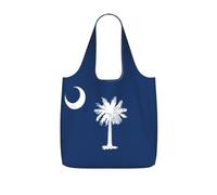 UVBDF South Carolina Flag Print Grocery Tote Reusable Packable Bag 25l Polyester Washable Travel Holiday Carryall
