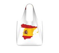 UVBDF Spanish Flag Map Print Grocery Tote Reusable Packable Bag 25l Polyester Washable Travel Holiday Carryall
