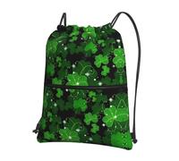 UVBDF St Patricks Day Leaves Print Lightweight Backpack with Drawstring Zipper, Adjustable Compartment for Beach Walking Tour