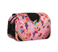 UVBDF Strawberry Donut Printing School Double Layer Clamshell Pencil Case Organizer Stationery Bag for Kids Gift