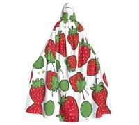 UVBDF Strawberry Pattern Polyester Hooded Cloak For Adult, Cosplay Wizard Witch Cape For Halloween, St. Patrick'S Day
