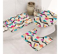 UVBDF Striped Abstract Colorful Printing 3 Piece Rugs Set, Non Slip Flannel Rug Set For Master Bathroom, 31.5x20in Absorbent Mats
