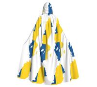UVBDF Swedish Flag Map Polyester Hooded Cloak For Adult, Cosplay Wizard Witch Cape For Halloween, St. Patrick'S Day
