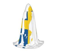 UVBDF Swedish Flag Map Renaissance Fair Outfit Hooded Cape For Teens Gothic Medieval Cosplay Costume Stage Theater