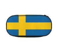 UVBDF Swedish Flag Pencil Case for Men Women,Portable Pencil Pouch Aesthetic, Zipper Cases for Office Organizer