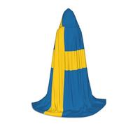 UVBDF Swedish Flag Renaissance Fair Outfit Hooded Cape For Teens Gothic Medieval Cosplay Costume Stage Theater