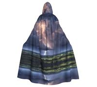 UVBDF Thunder Landscape Polyester Hooded Cloak For Adult, Cosplay Wizard Witch Cape For Halloween, St. Patrick'S Day