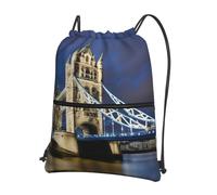 UVBDF Tower Bridge in London Print Lightweight Backpack with Drawstring Zipper, Adjustable Compartment for Beach Walking Tour