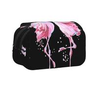 UVBDF Tropical Flamingos Printing School Double Layer Clamshell Pencil Case Organizer Stationery Bag for Kids Gift