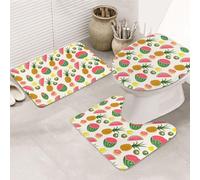 UVBDF Tropical Fruits Printing 3 Piece Rugs Set, Non Slip Flannel Rug Set For Master Bathroom, 31.5x20in Absorbent Mats