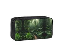 UVBDF Tropical Rainforest Printed Pen Holder Large Capacity Storage Case Smooth Zipper Polyester Bag for Study Travel Workspace