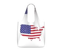 UVBDF Usa Flag Map Print Grocery Tote Reusable Packable Bag 25l Polyester Washable Travel Holiday Carryall