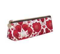 UVBDF Valentine's Day Red Heart Pencil Case Portable Stationery Big Capacity Pencil Pouch Cosmetic Organizer Bag