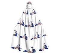 UVBDF Virginia State Flag Map Polyester Hooded Cloak For Adult, Cosplay Wizard Witch Cape For Halloween, St. Patrick'S Day