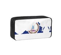 UVBDF Virginia State Flag Map Printed Pen Holder Large Capacity Storage Case Smooth Zipper Polyester Bag for Study Travel Workspace