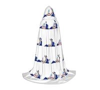 UVBDF Virginia State Flag Map Renaissance Fair Outfit Hooded Cape For Teens Gothic Medieval Cosplay Costume Stage Theater