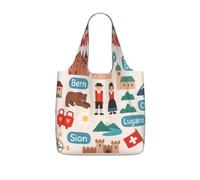 UVBDF Welcome To Switzerland Travel Print Grocery Tote Reusable Packable Bag 25l Polyester Washable Travel Holiday Carryall