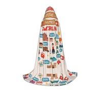 UVBDF Welcome To Switzerland Travel Renaissance Fair Outfit Hooded Cape For Teens Gothic Medieval Cosplay Costume Stage Theater